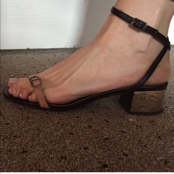Lanvin black and brown block heeled sandals - Picture 3 of 8